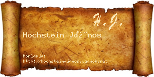 Hochstein János névjegykártya